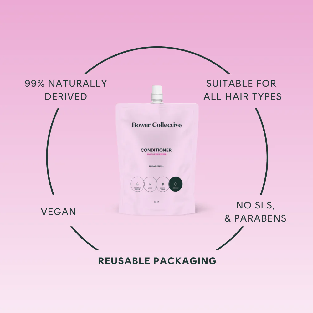 Bower Conditioner Refill - Rose & Pink Pepper 1L - Image 3