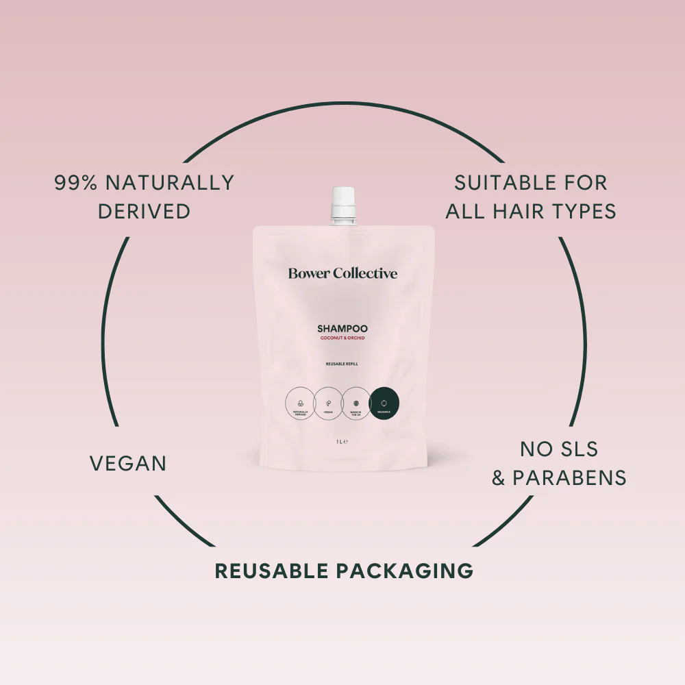 Bower Shampoo Refill - Coconut & Orchid 1L - Image 3